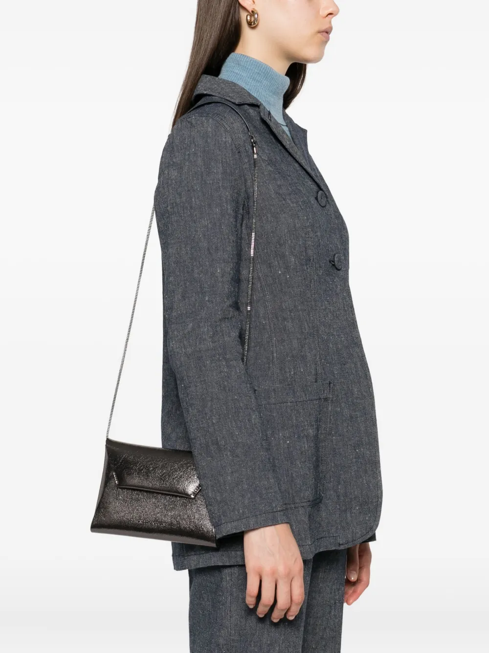 Brunello Cucinelli Clutch met metallic omslag Zwart