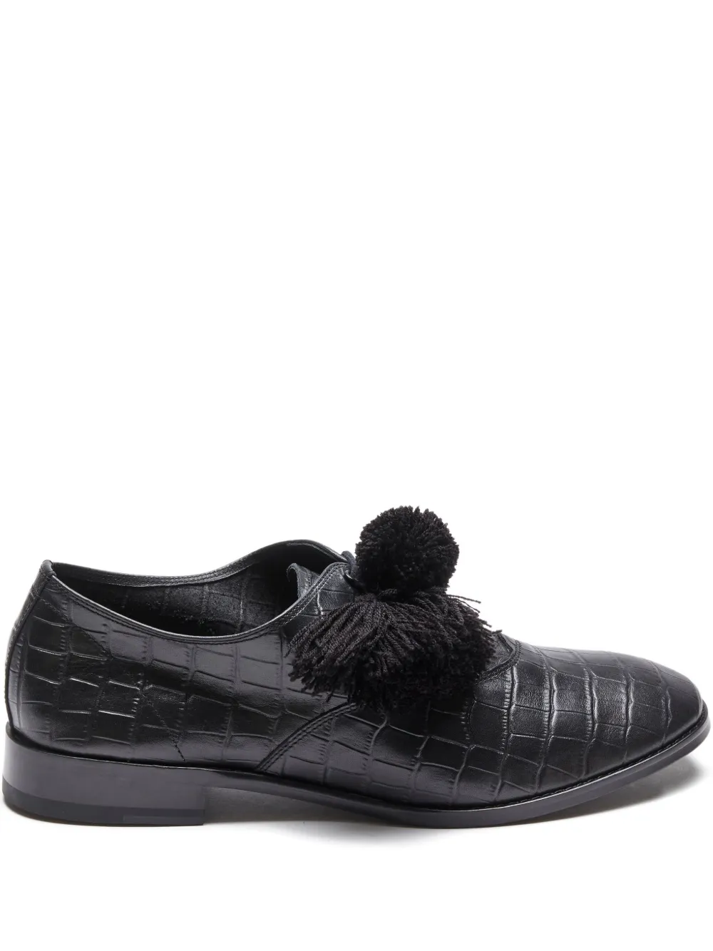 Suicoke crocodile-embossed tassel trainers Black