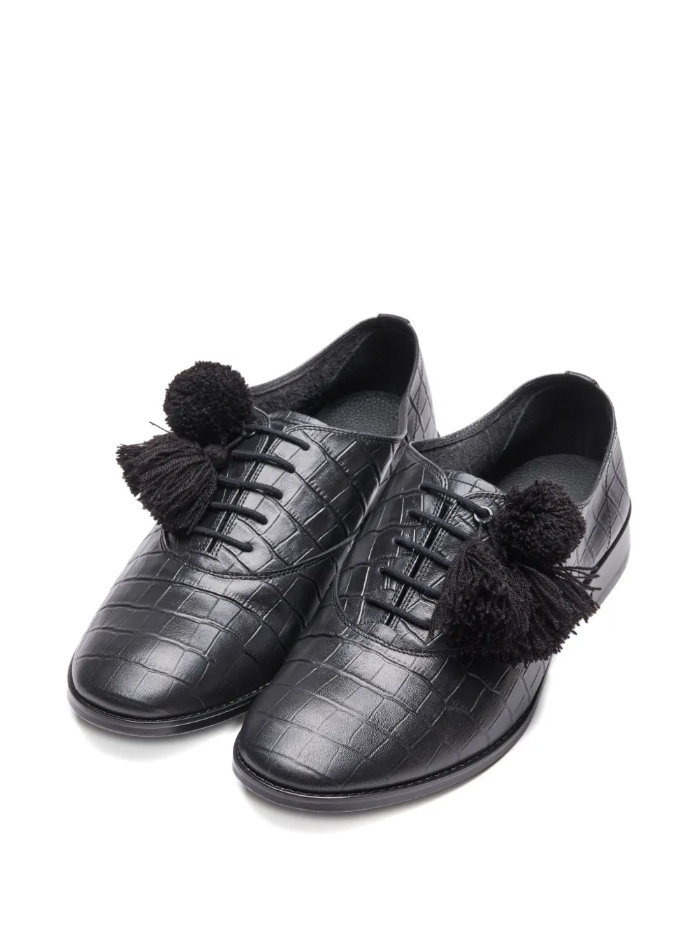Suicoke crocodile-embossed tassel trainers Black