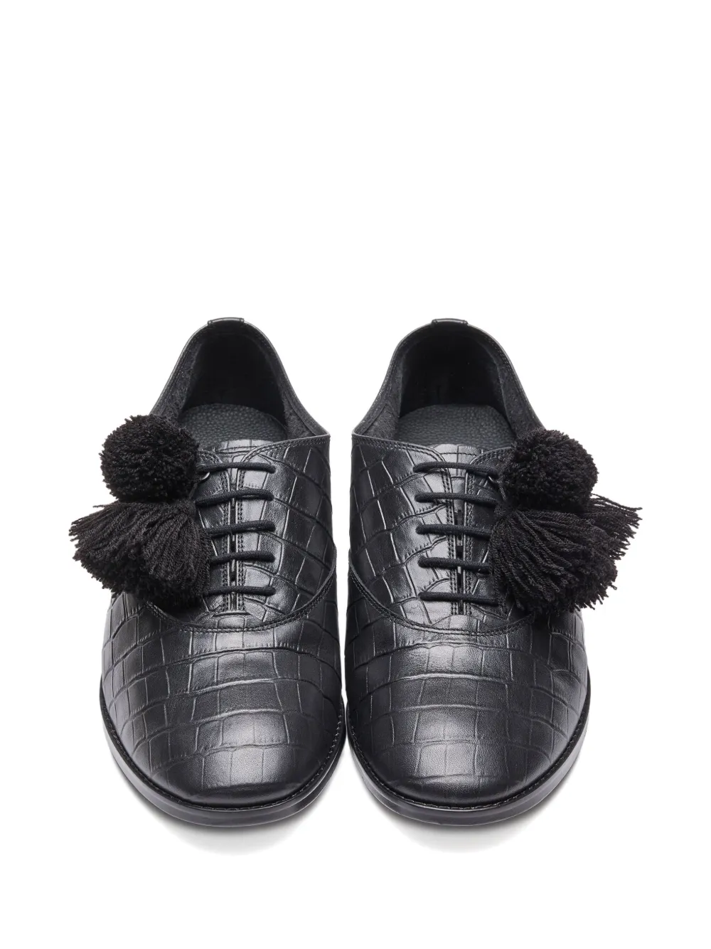 Suicoke crocodile-embossed tassel trainers Black