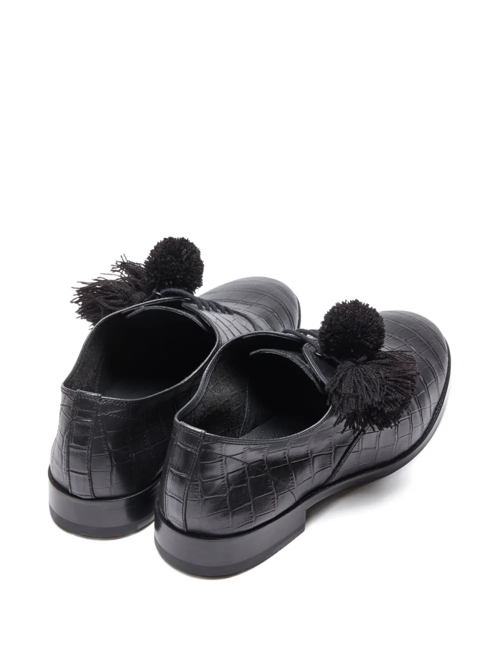 Suicoke crocodile-embossed tassel trainers Black