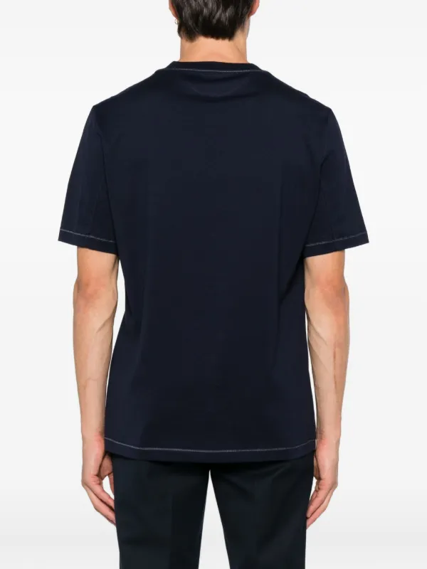 Brunello Cucinelli Embroidered crew-neck T-shirt | Blue | FARFETCH