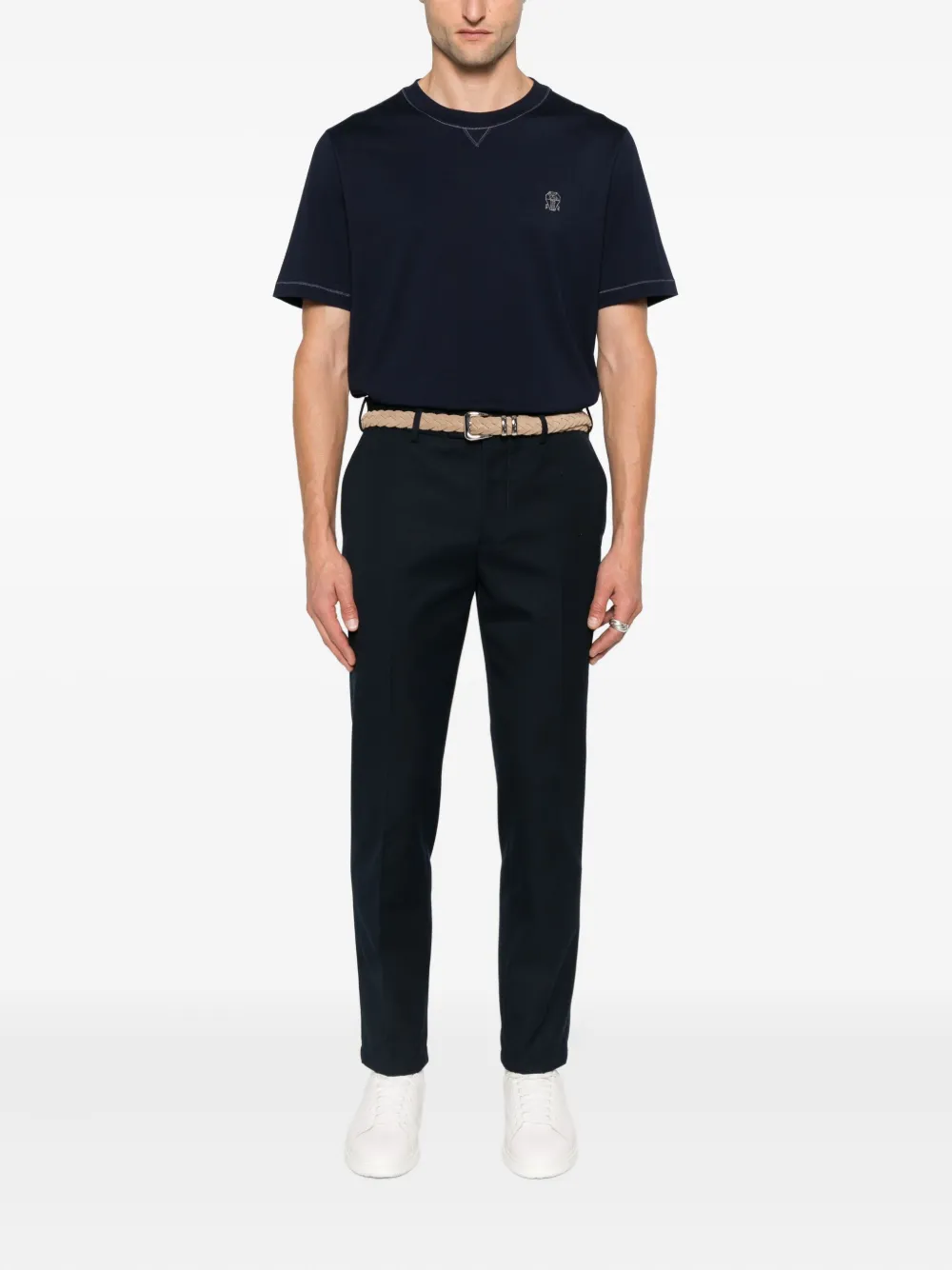 Brunello Cucinelli T-shirt met borduurwerk Blauw