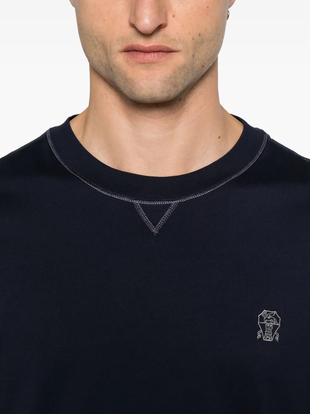 Brunello Cucinelli T-shirt met borduurwerk Blauw