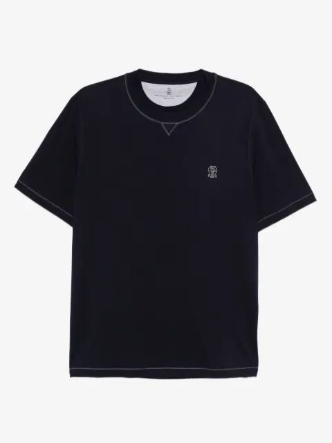 Brunello Cucinelli playera bordada con cuello redondo