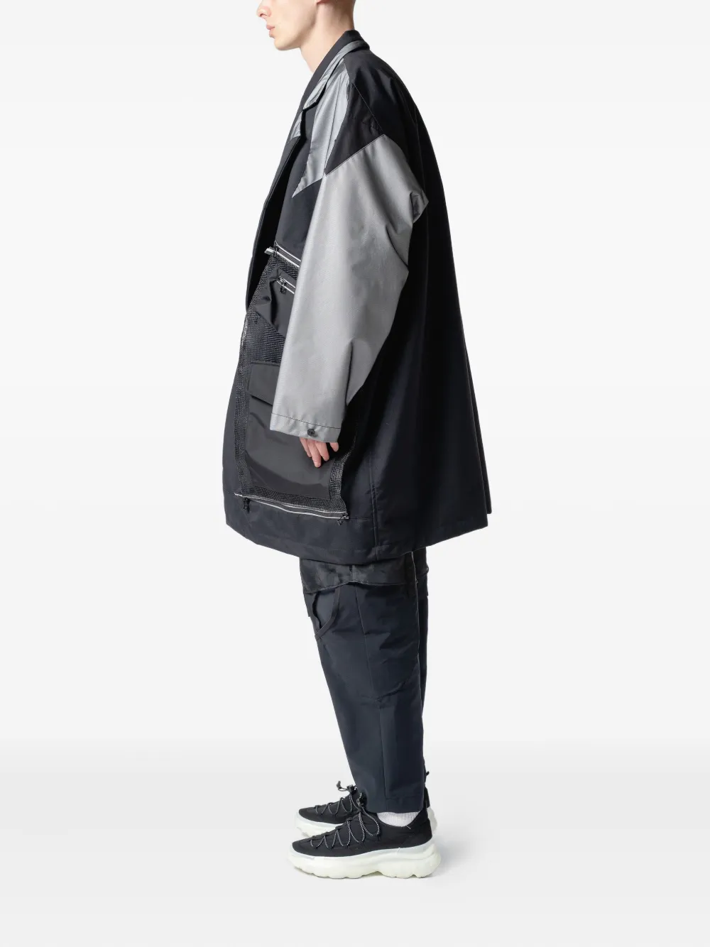 Yoshiokubo Panelled-pocket Coat In Black