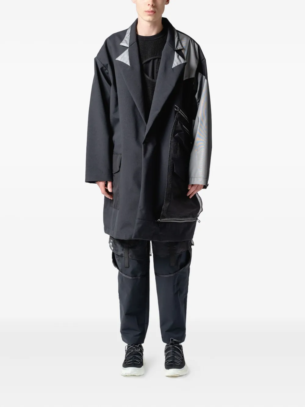 Yoshiokubo Panelled-pocket Coat In Black