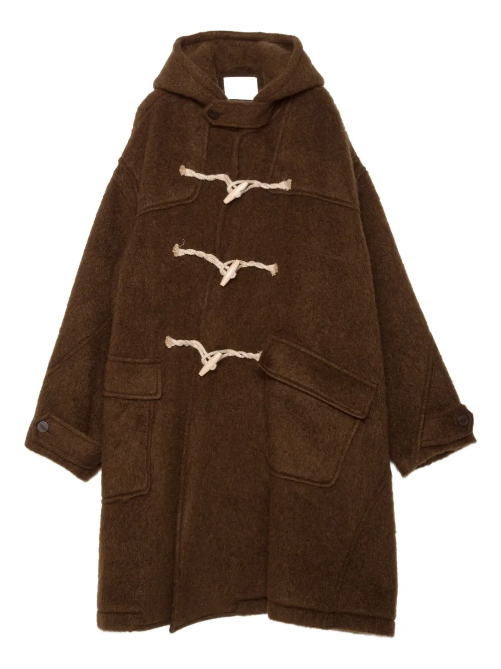 Yoshiokubo Cappotto con cappuccio e chiusura con olivetta - Marrone