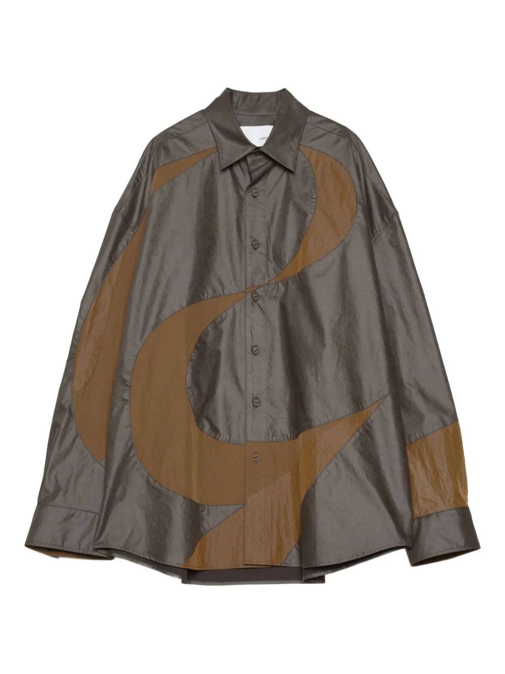 Yoshiokubo Slalom abstract-panel shirt | Green | Image 1