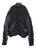 Yoshiokubo gathered sleeve zip-up jacket - Black
