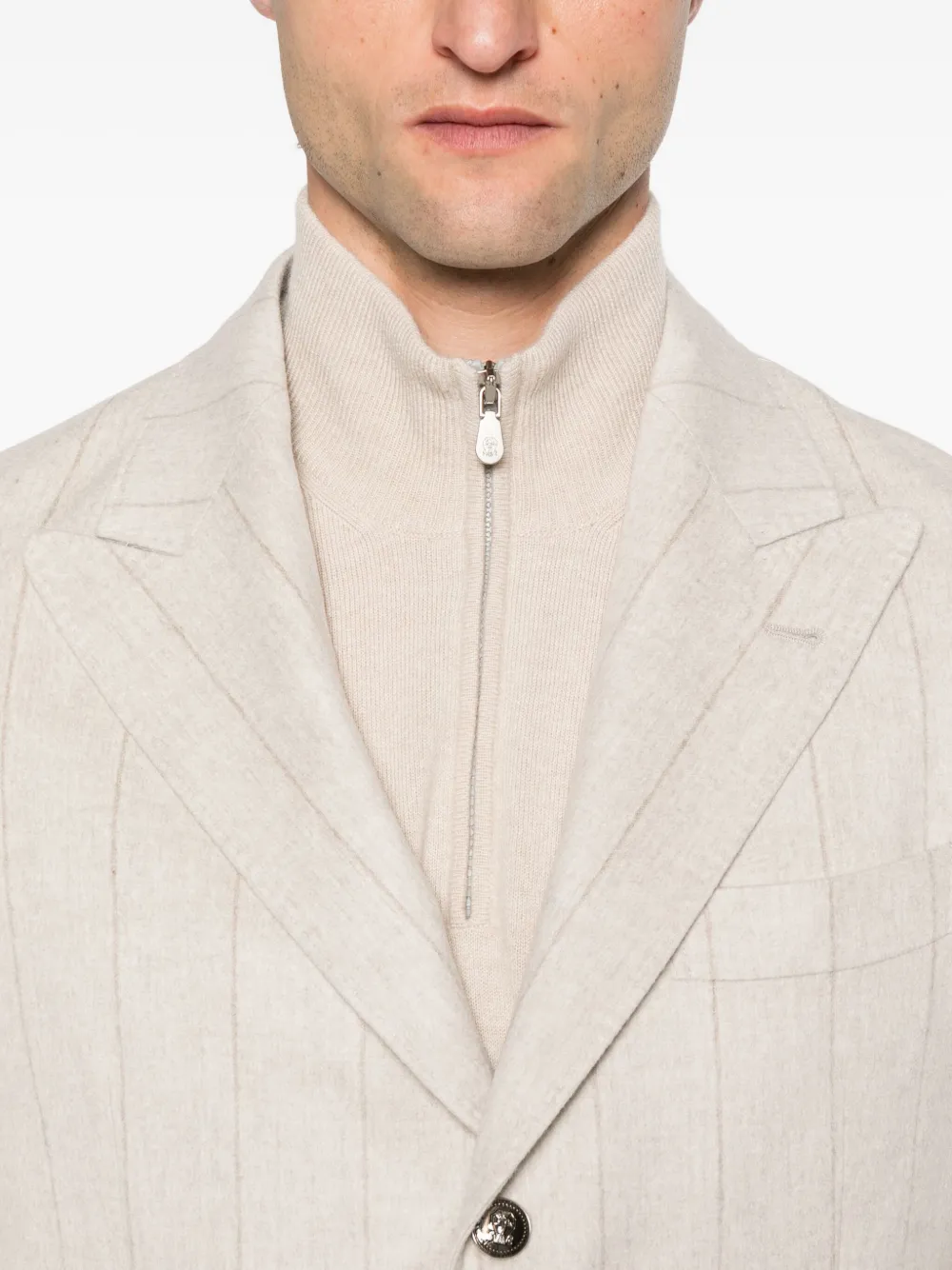 Brunello Cucinelli Blazer met krijtstreep Beige