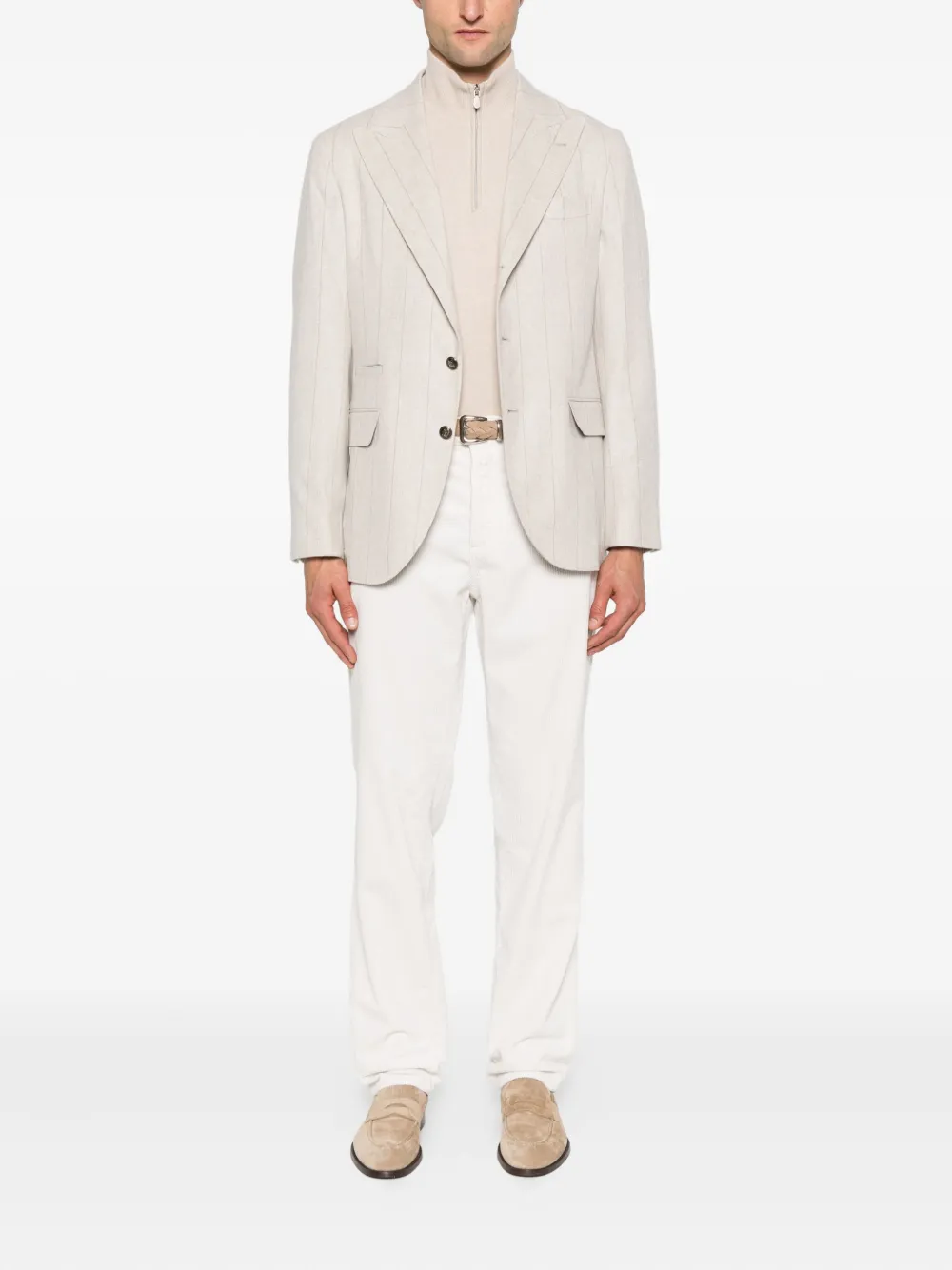 Brunello Cucinelli Blazer met krijtstreep Beige
