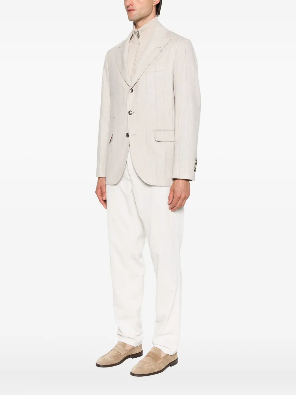 Brunello Cucinelli Blazer met krijtstreep Beige