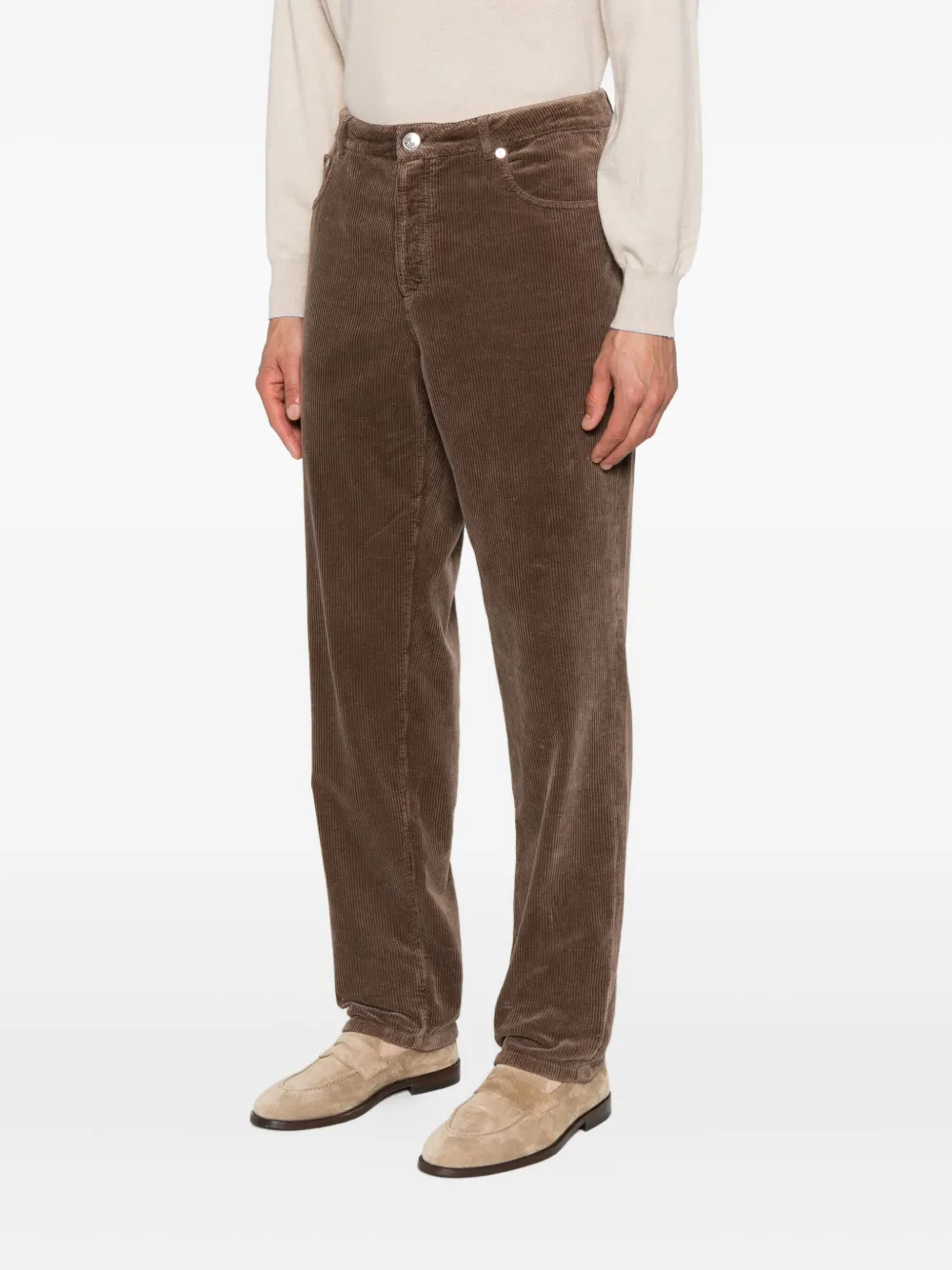 Brunello Cucinelli Ribfluwelen broek Bruin