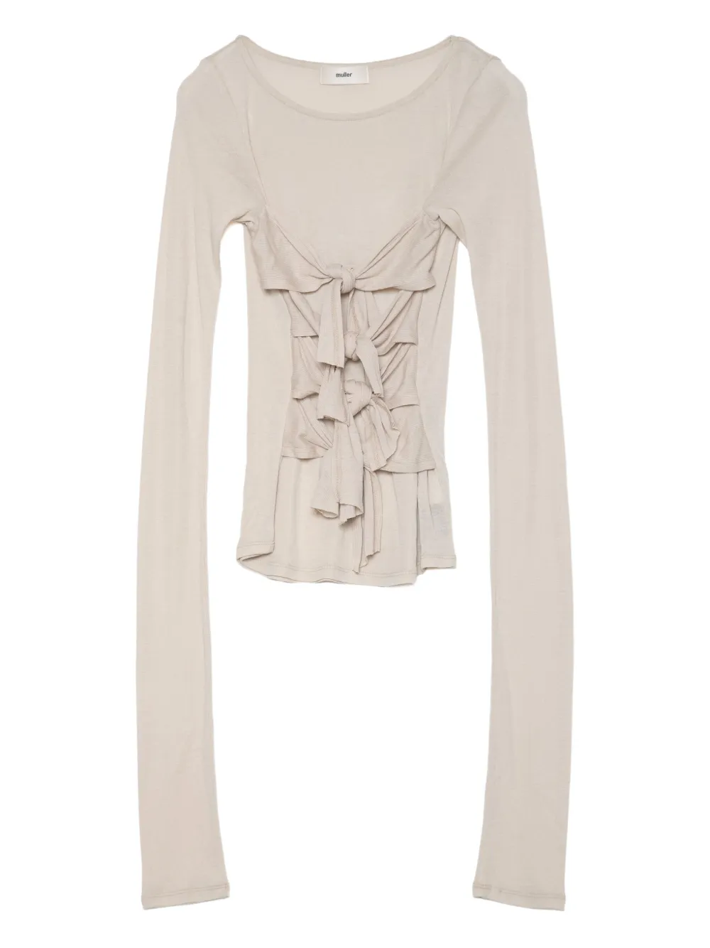 Muller Of Yoshiokubo Knot-detail Long-sleeve Top In Gray