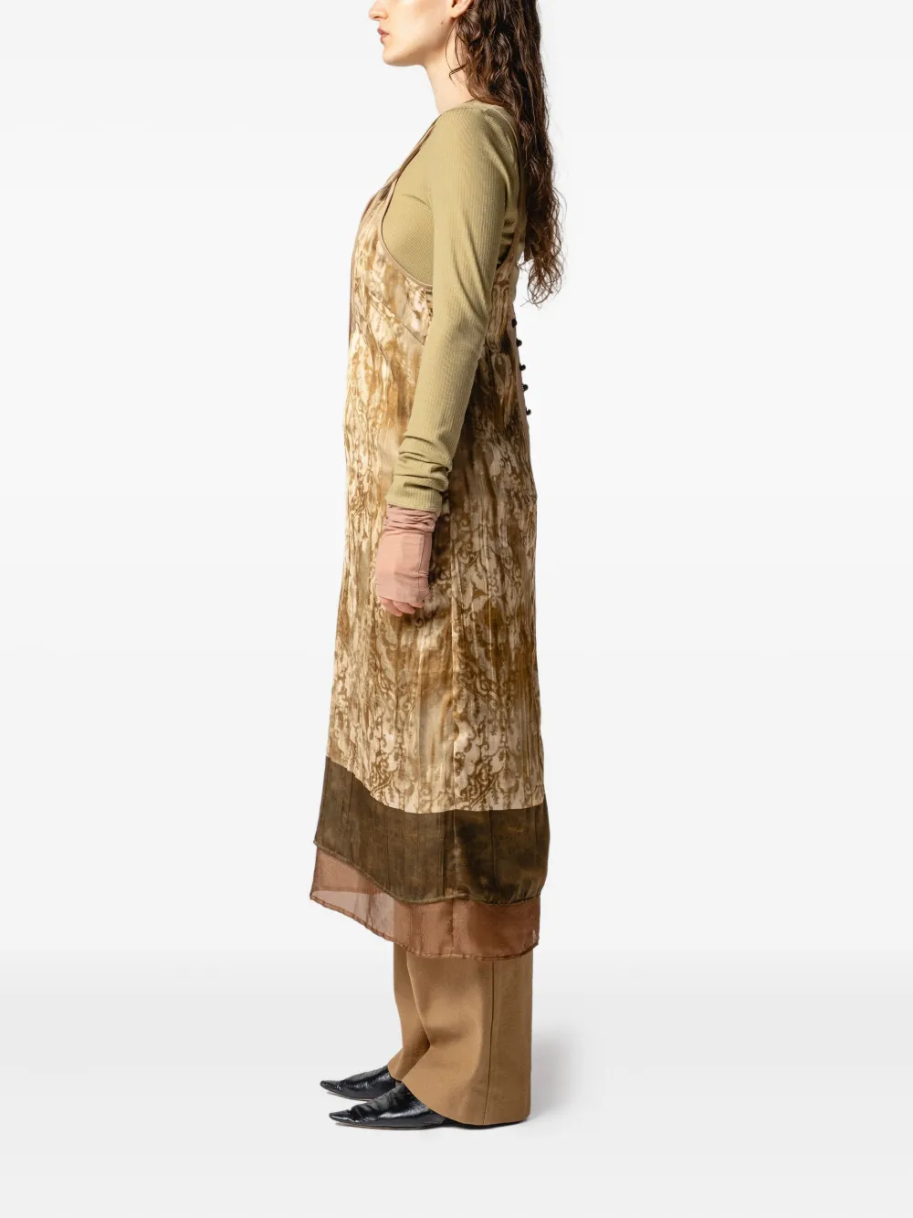 Muller Of Yoshiokubo Tie-strap Floral-print Dress In Neutral