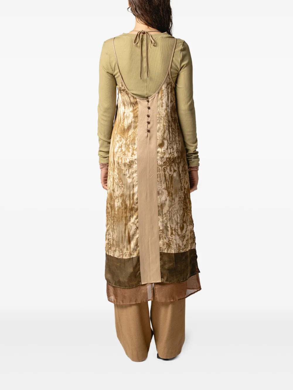 Muller Of Yoshiokubo Jurk met gestrikt bandje en bloemenprint Beige