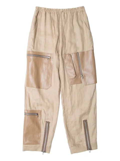 Muller Of Yoshiokubo leather-panel zip-detail trousers