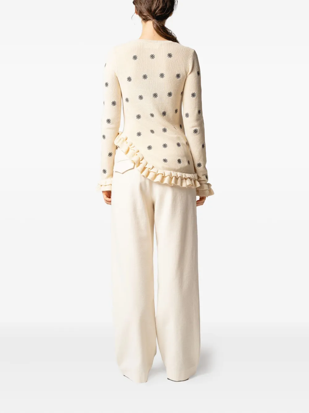 Muller Of Yoshiokubo Top met ruches en bloemenprint Beige