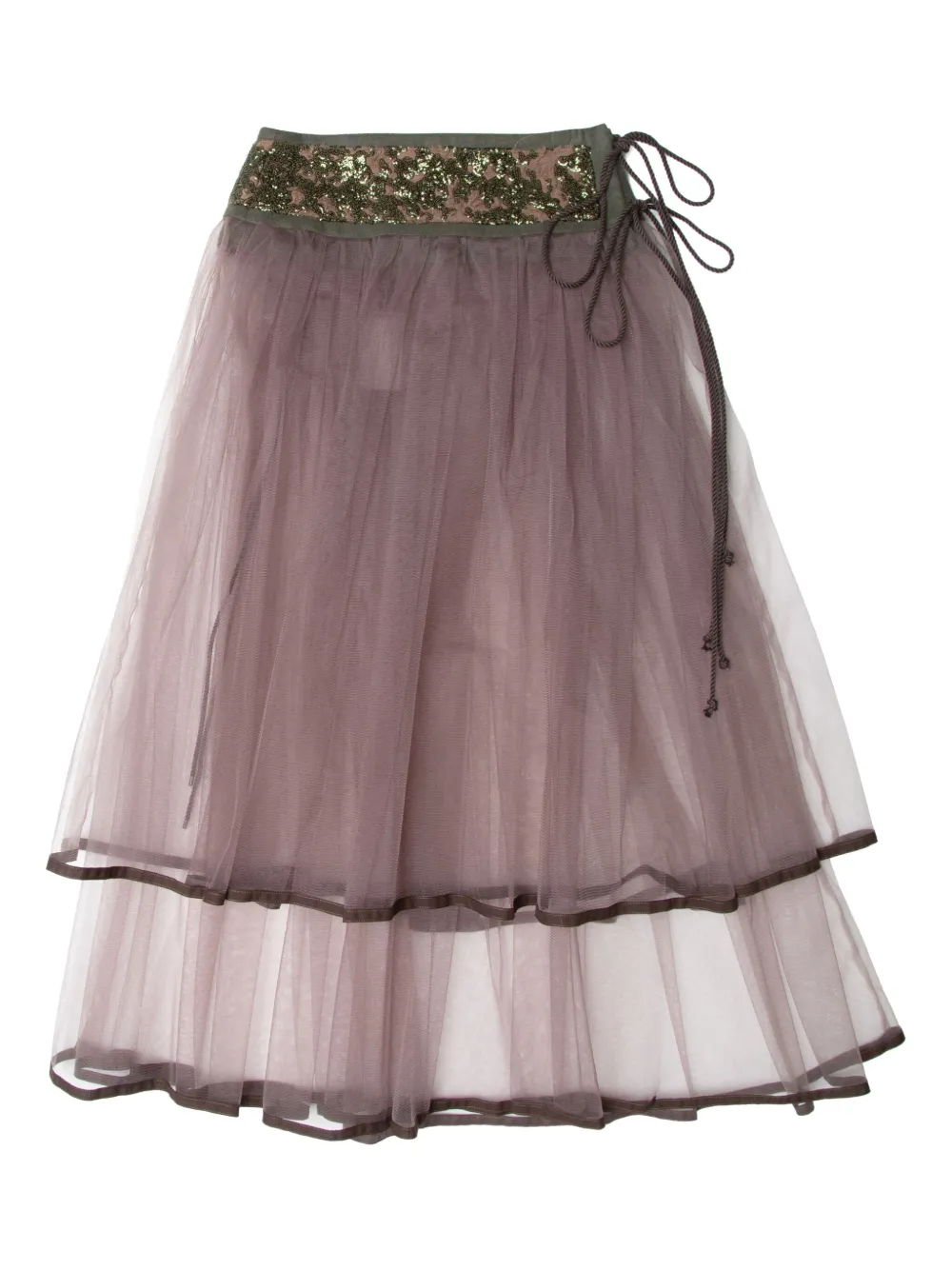 Muller Of Yoshiokubo sequin-embellished layered skirt | Brown | Image 1