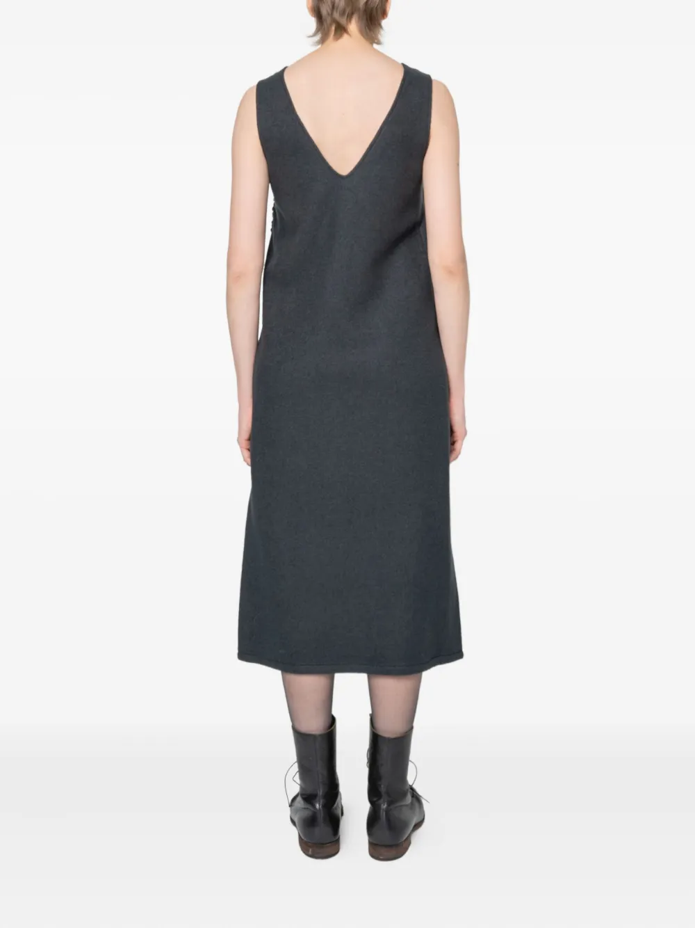 Muller Of Yoshiokubo Flowy jurk met V-hals Zwart