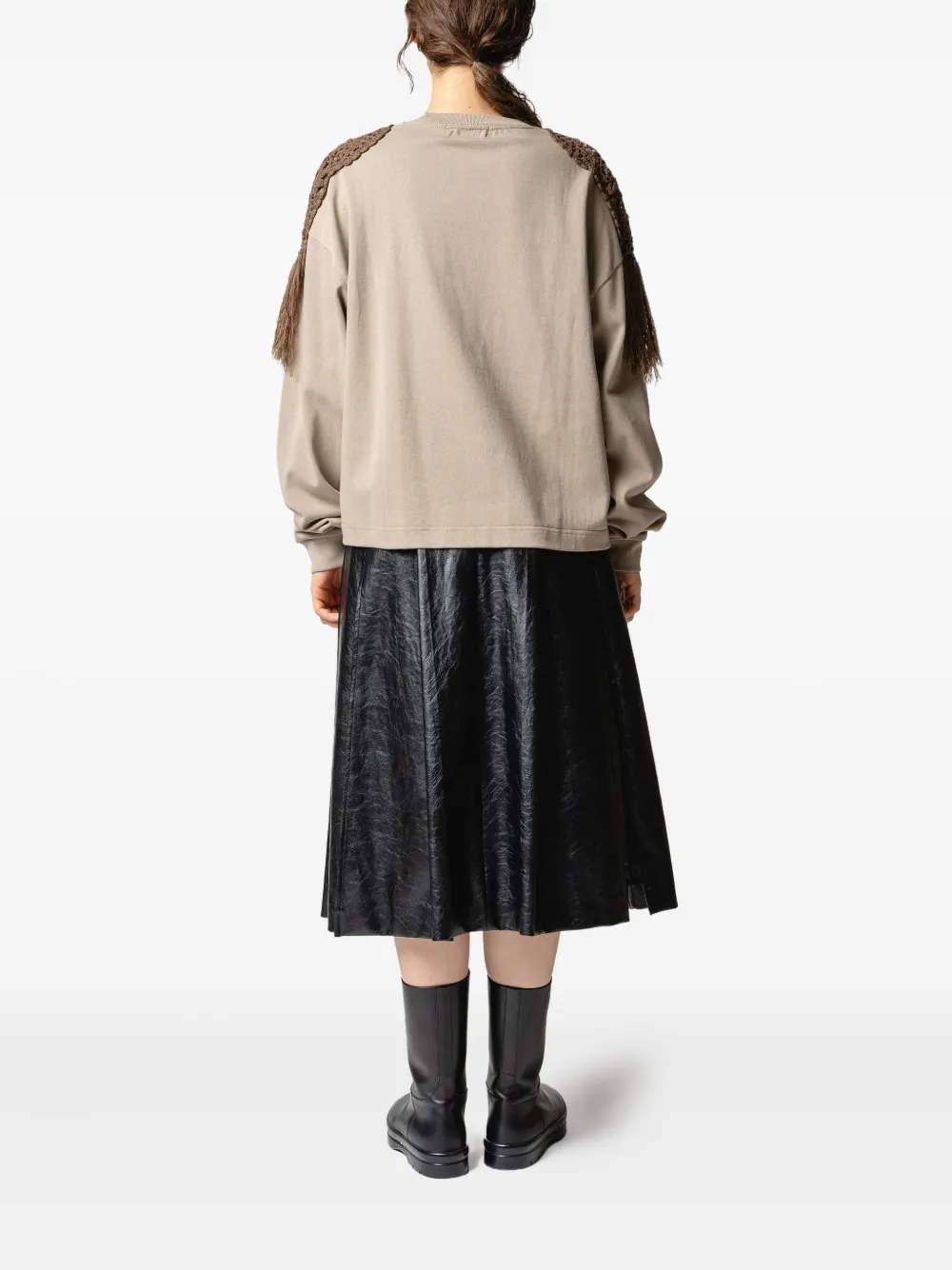 Muller Of Yoshiokubo Crochet Fringed Sweatshirt In Neutral