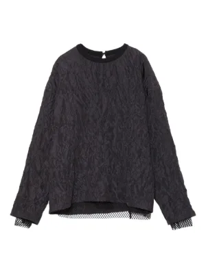 Muller of yoshiokuboブラック刺繍 WRINKLE SIDE RIBBON TOP｜muller of yoshiokubo(ミュラーオブ
