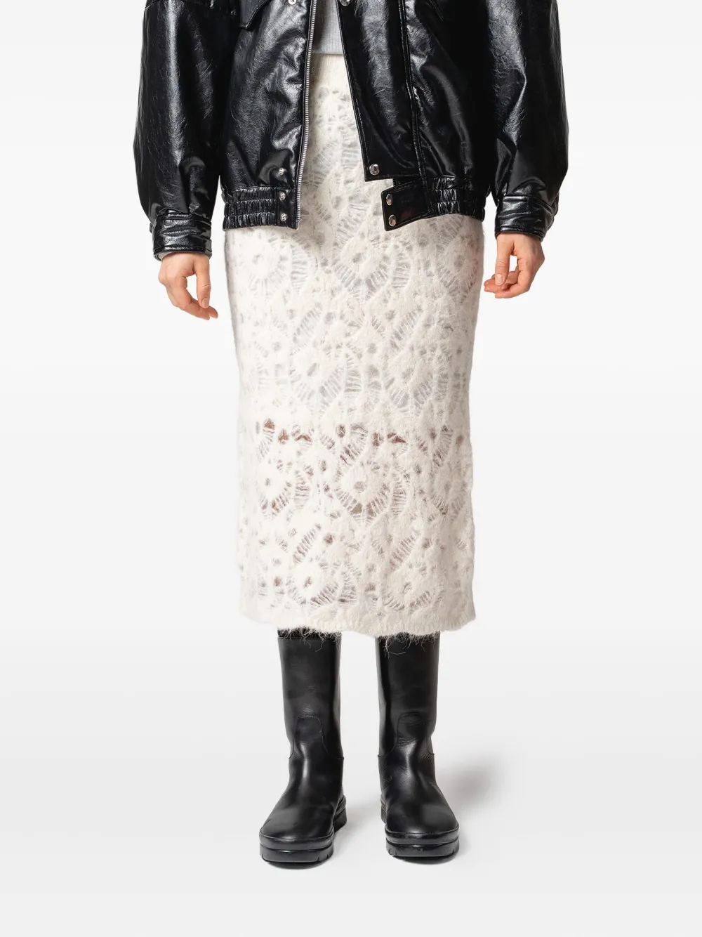 Muller Of Yoshiokubo Open-work Knit Skirt In White