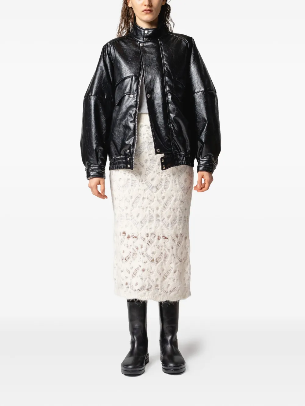 Muller Of Yoshiokubo Open-work Knit Skirt In White