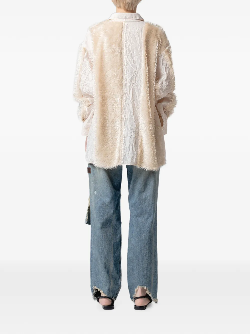 Muller Of Yoshiokubo Blouse met gekreukte afwerking en franje Beige