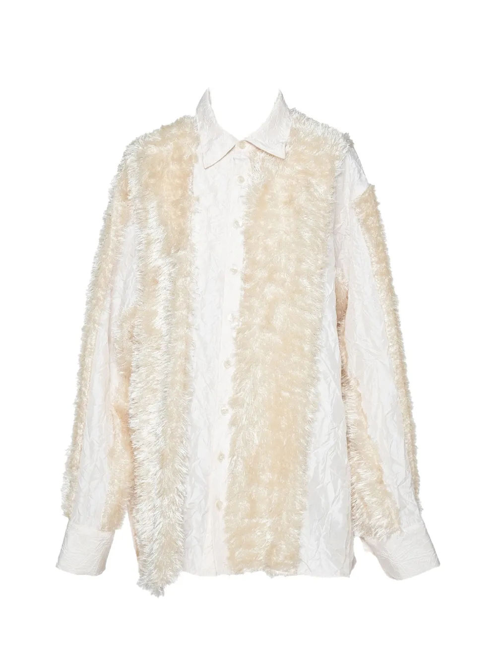 Muller Of Yoshiokubo fringed crinkled-finish shirt