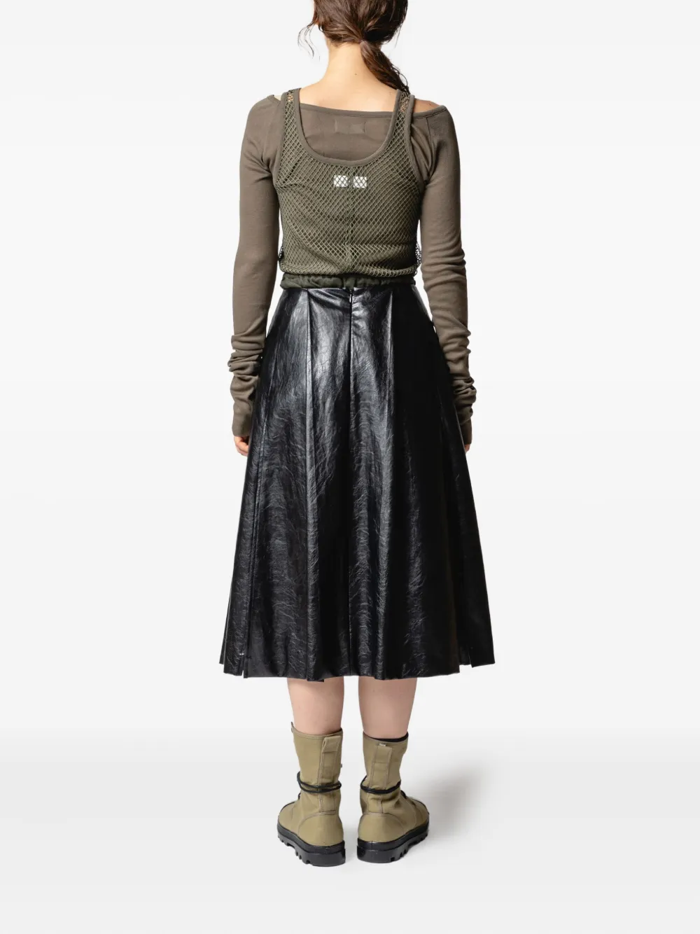 Muller Of Yoshiokubo Pleated Midi Skirt In Black