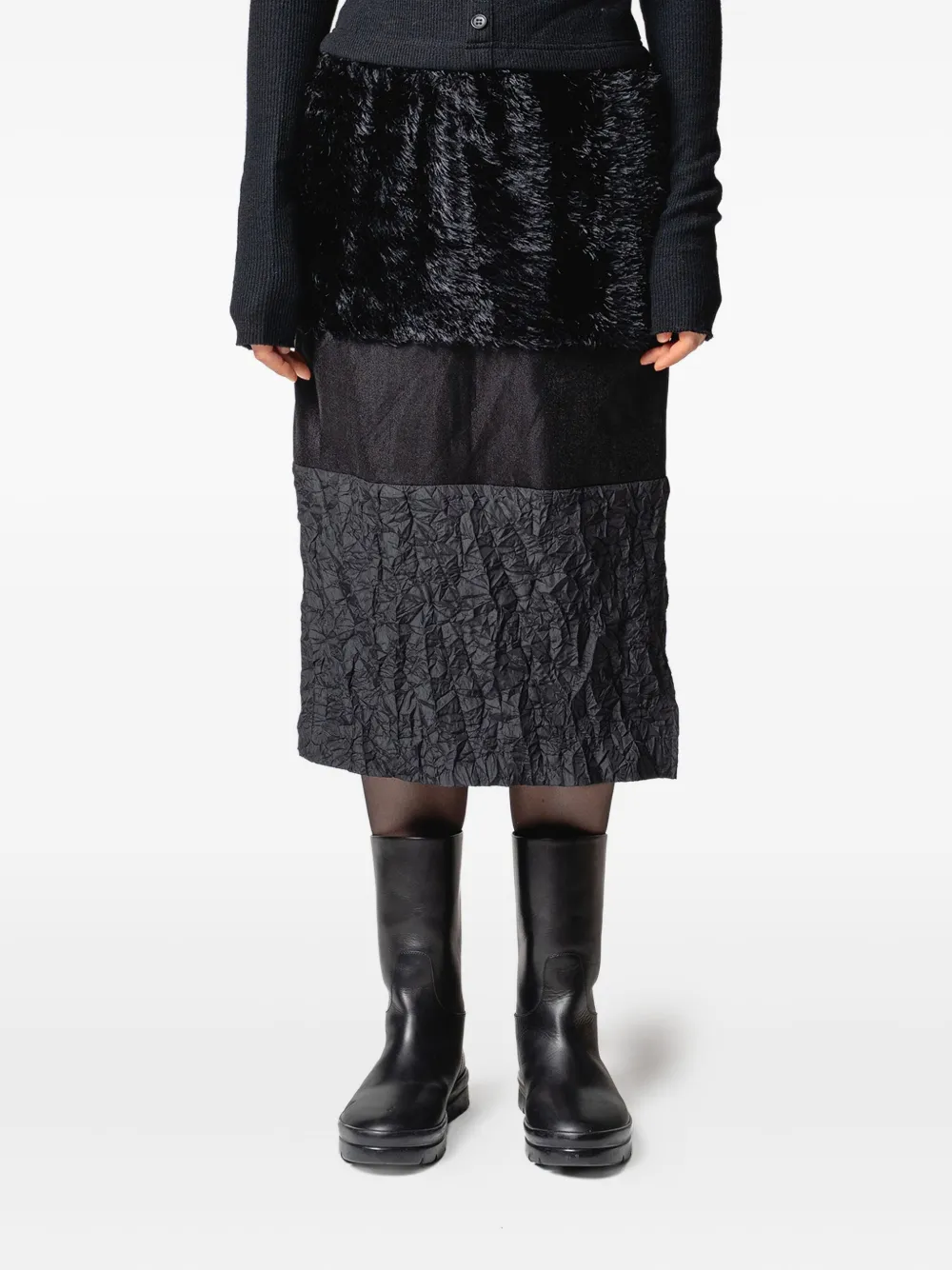 Muller Of Yoshiokubo panelled-design midi skirt - Zwart