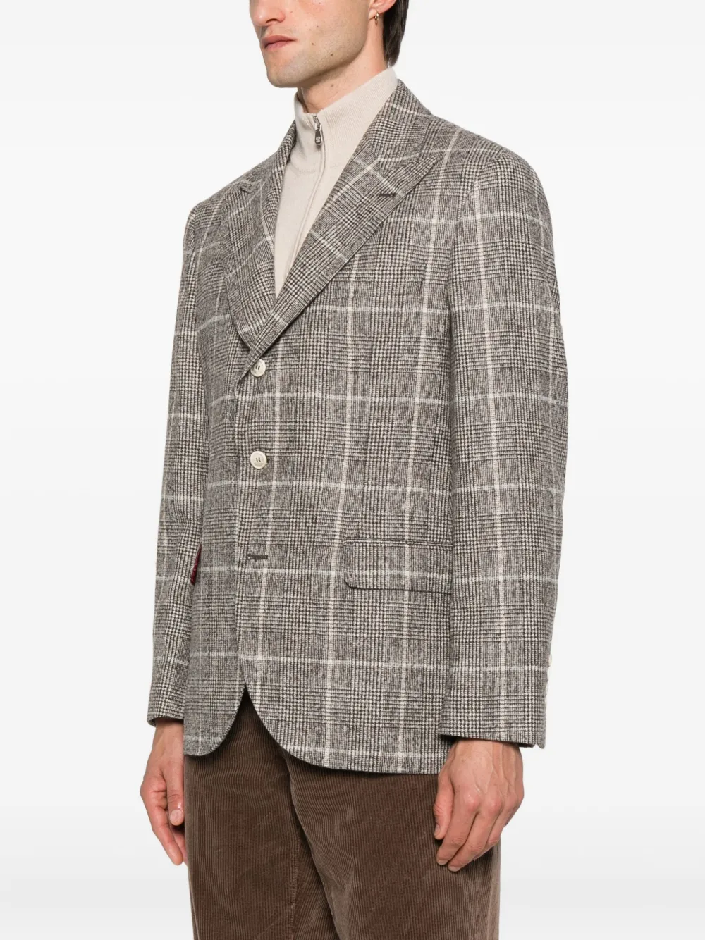 Brunello Cucinelli Geruite blazer Bruin