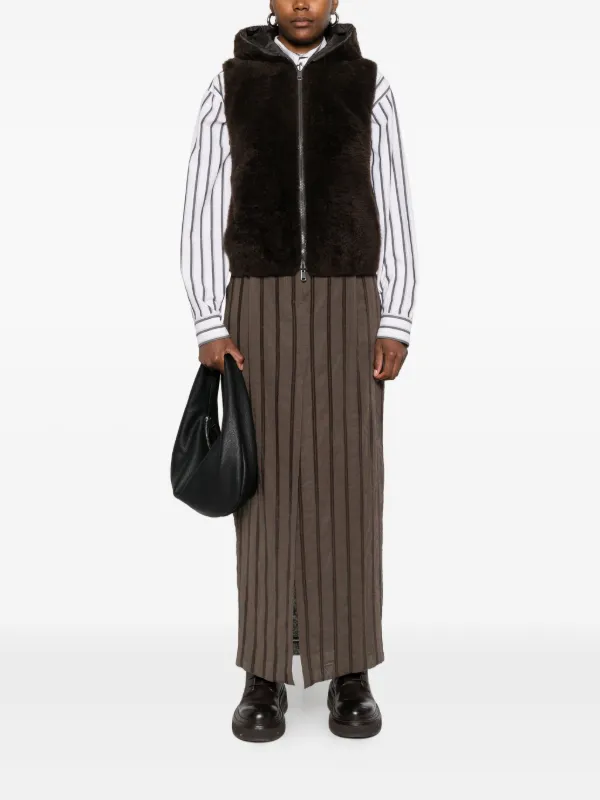 Brunello Cucinelli エコファーフーデッドベスト | ブラウン | FARFETCH JP