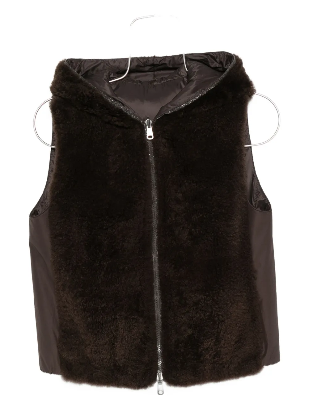 Brunello Cucinelli hooded faux-fur gilet | Brown | Image 1
