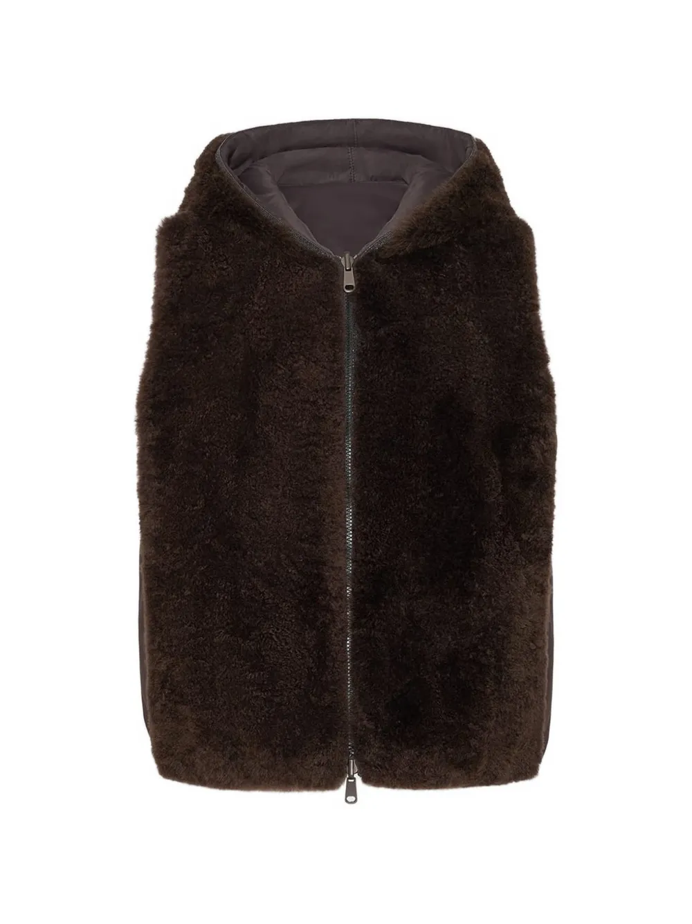 Brunello Cucinelli Gilet van imitatiebont Bruin
