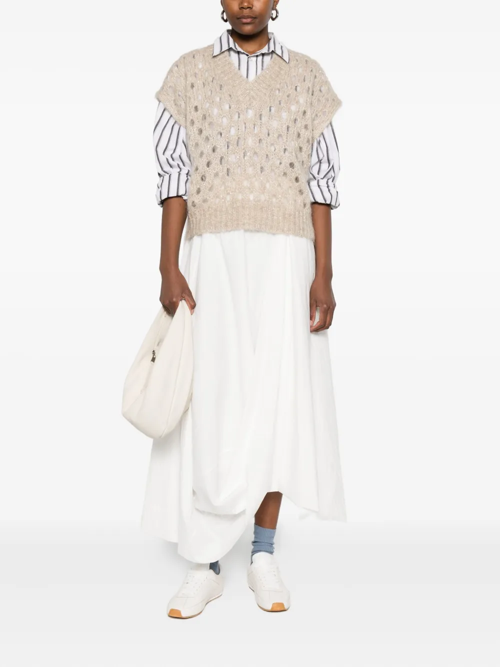 Brunello Cucinelli V-neck open-knit vest | Vests & Tank Tops | Image 2