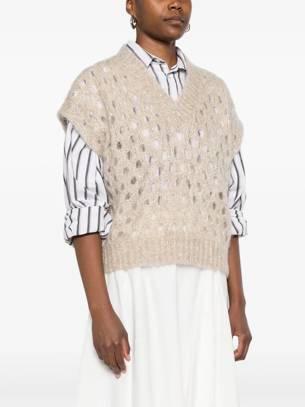 Brunello Cucinelli Spencer met v-hals Beige