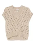 Brunello Cucinelli V-neck open-knit vest - Neutrals