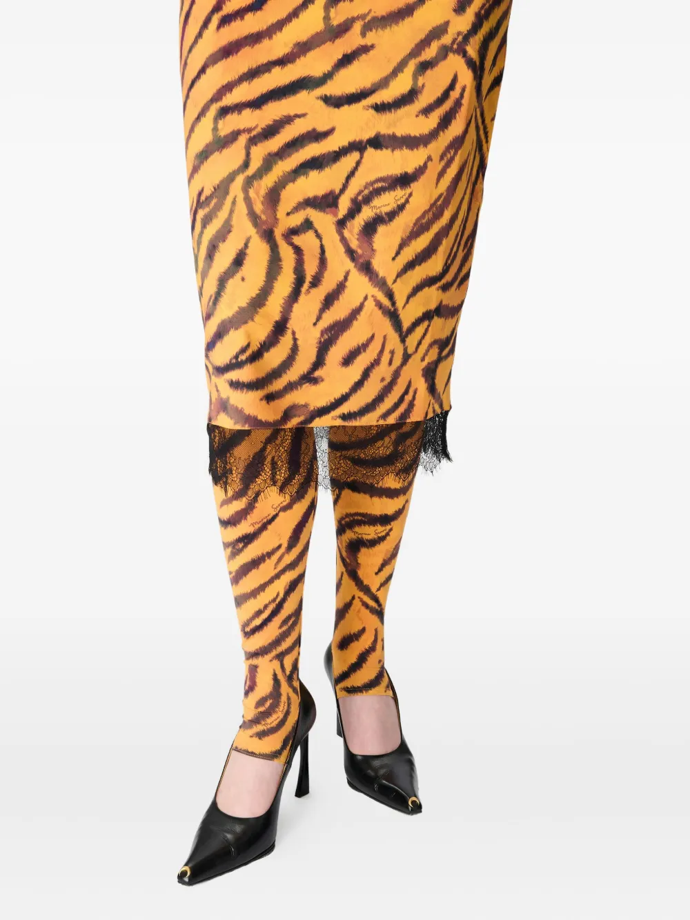 Marine Serre Tube jurk met tijgerprint Oranje