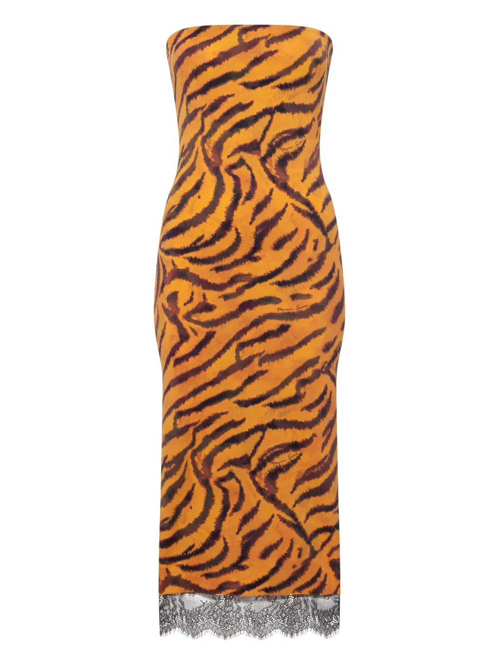 Marine Serre tiger-print tube dress - Orange