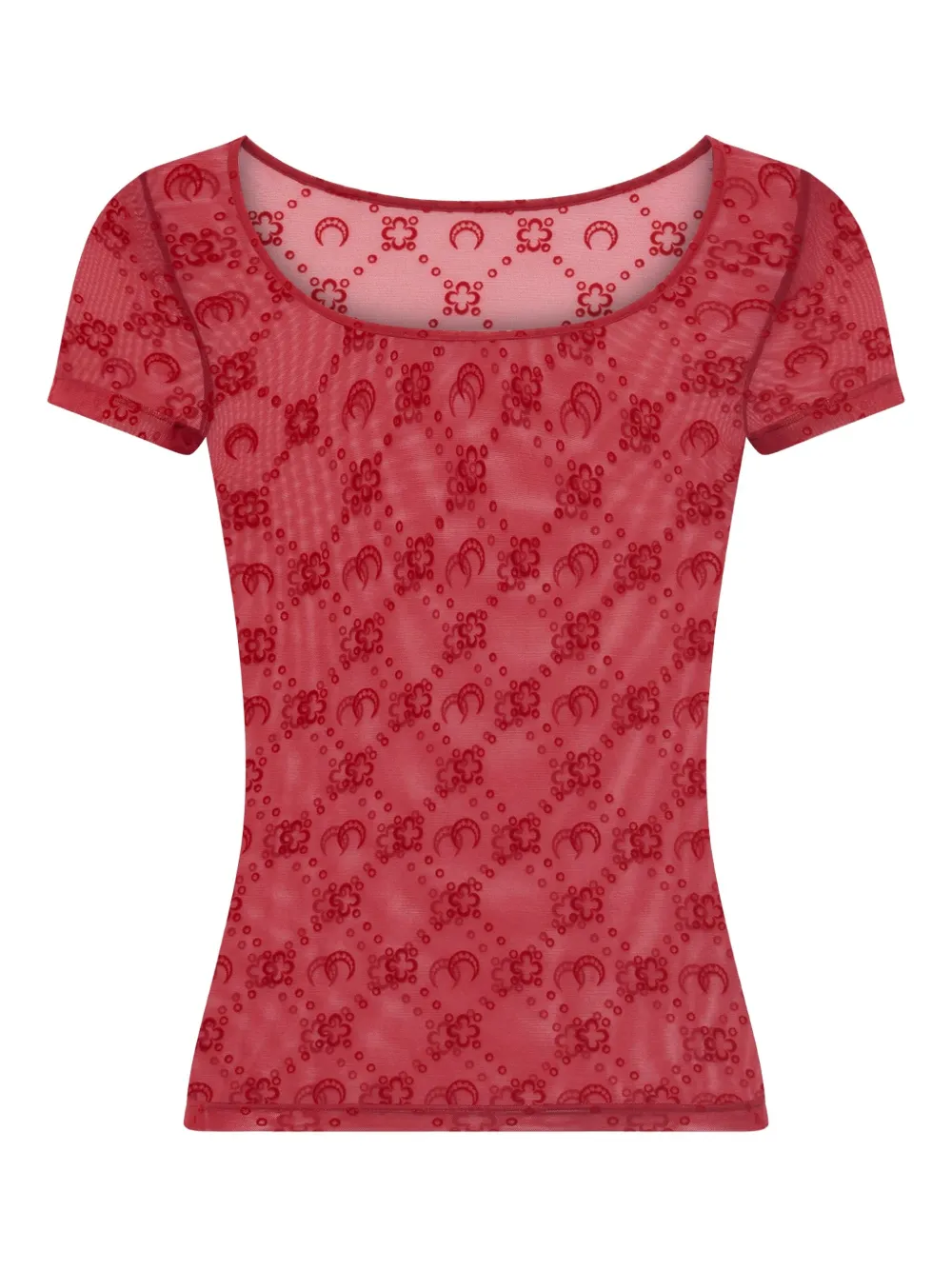 Marine Serre moonogram round-neck T-shirt - Rosso