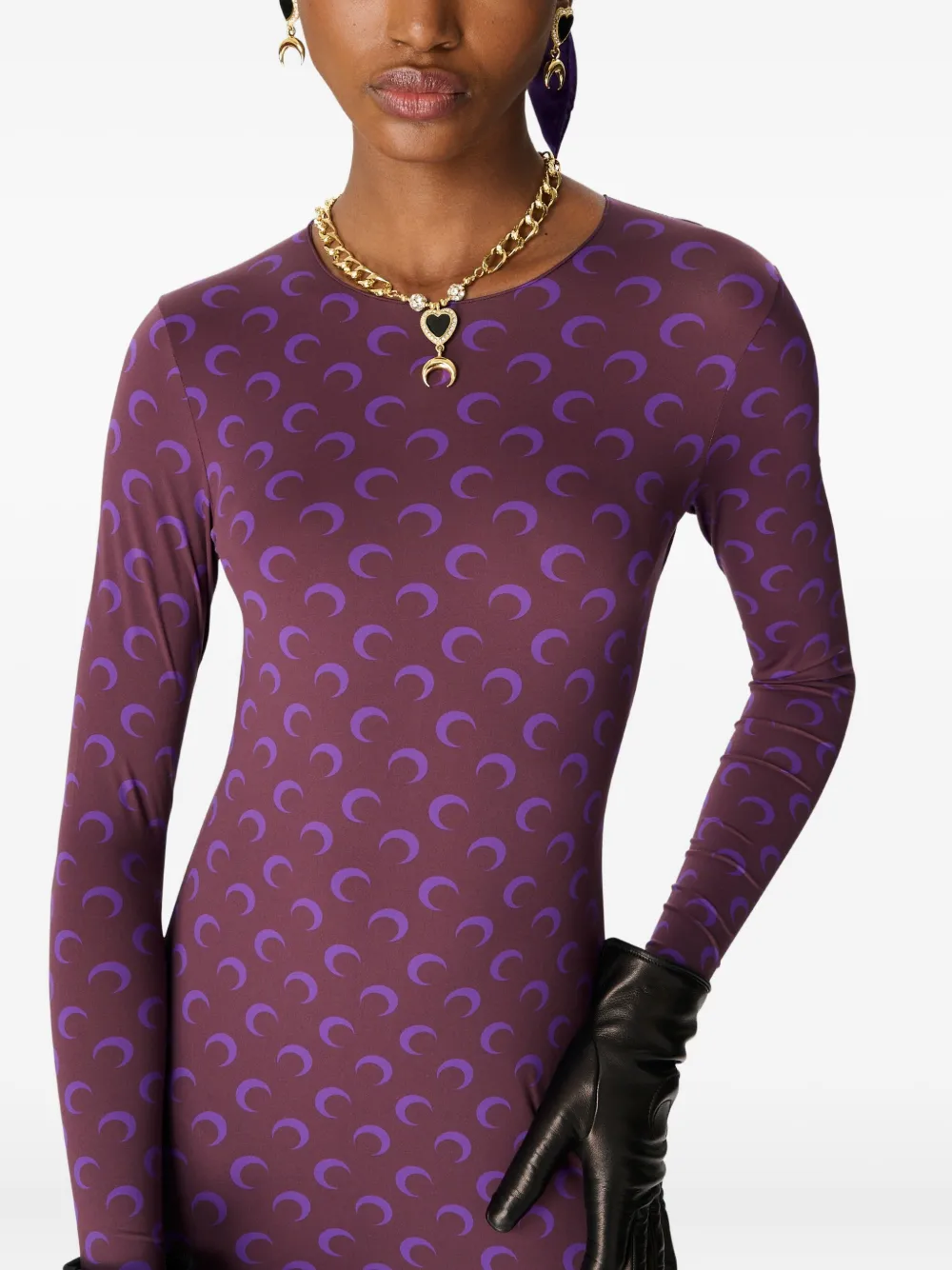 Marine Serre Jersey jumpsuit met maan-print Paars