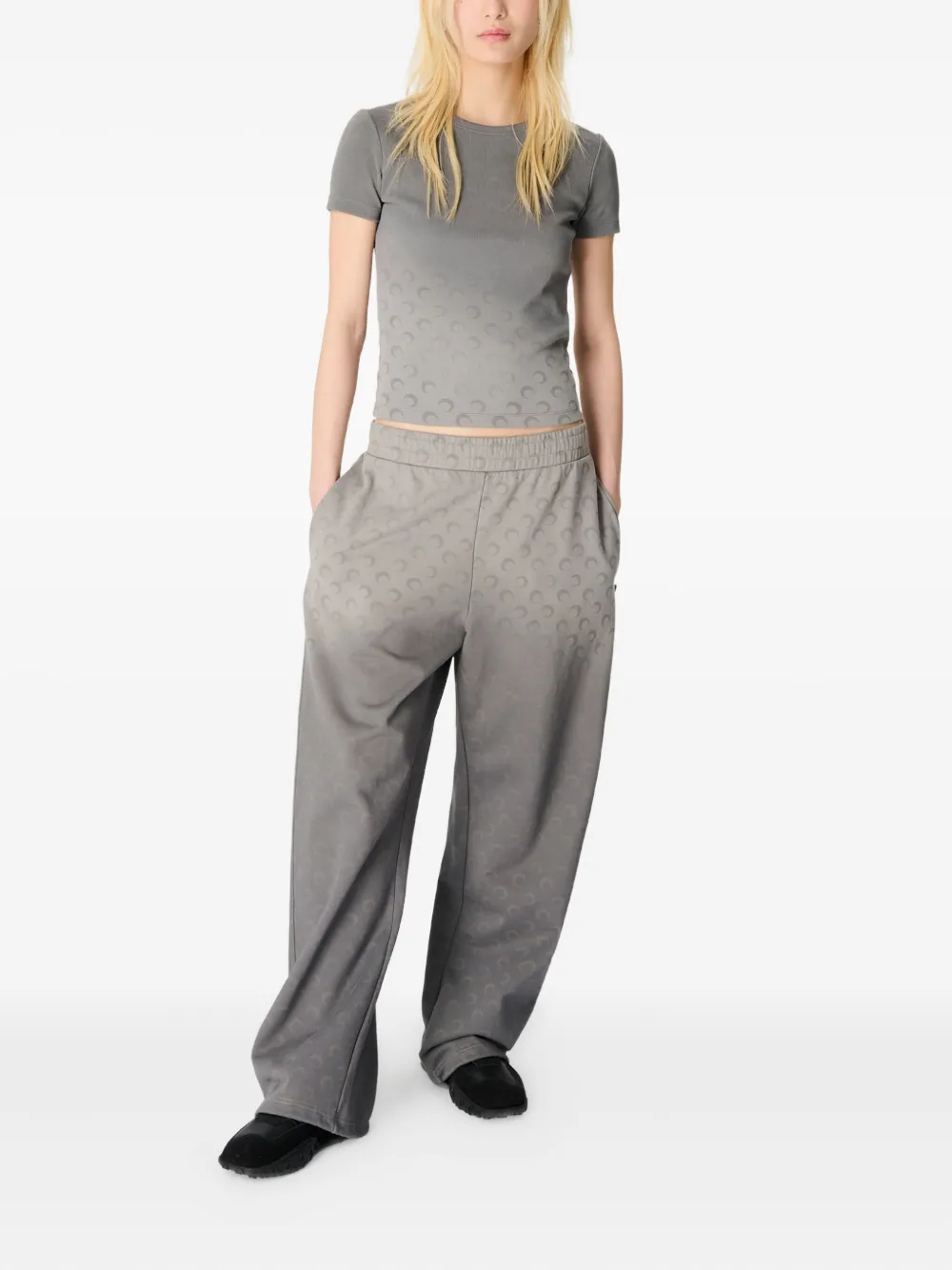 Marine Serre Moon T-shirt met vervaagd effect Grijs