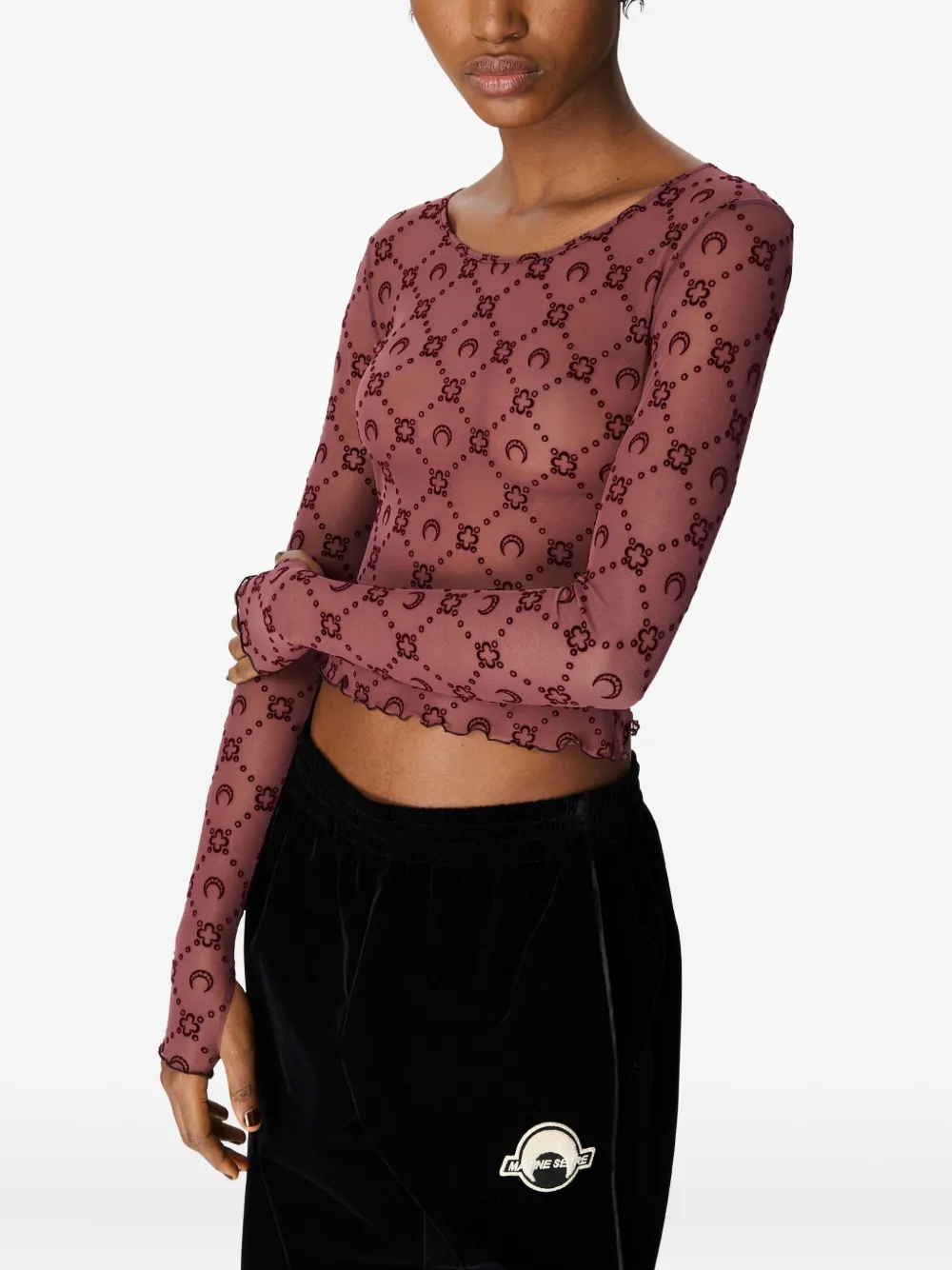 Marine Serre Mesh top met monogram - Roze