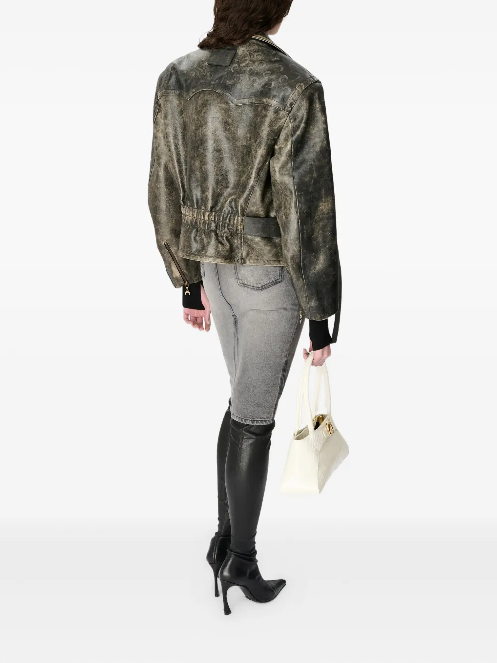 Marine Serre Knielange midi-rok Grijs