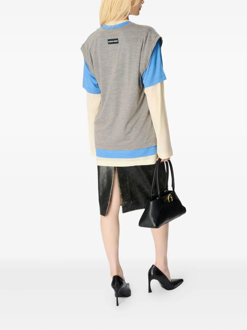 Marine Serre Gelaagd T-shirt Grijs