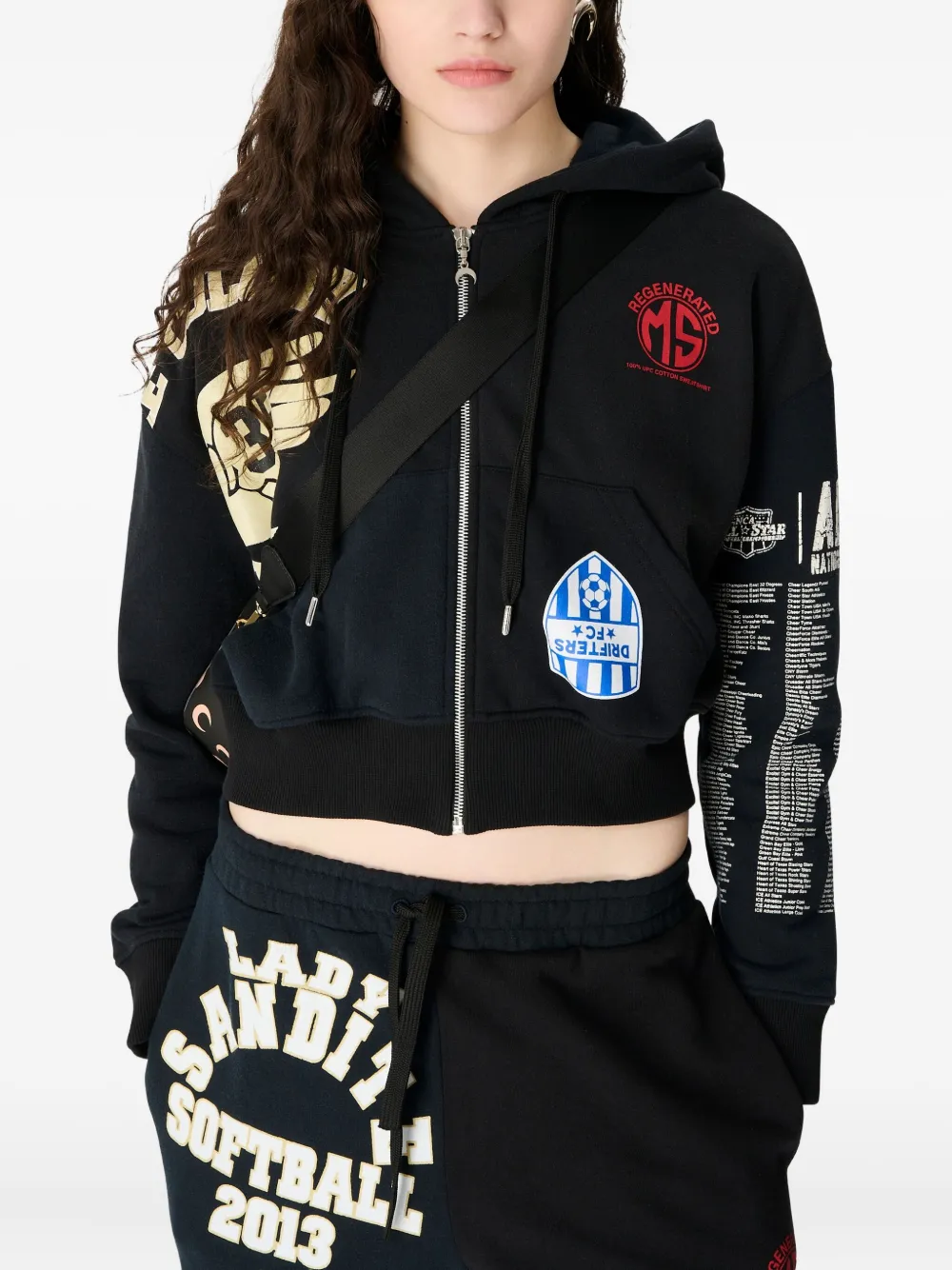Marine Serre Long-sleeve Hoodie In Black