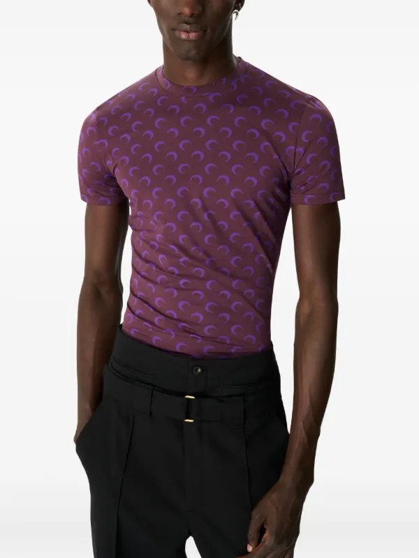 Marine Serre moon-print crew-neck T-shirt | Purple | FARFETCH Marine Serre moon-print crew-neck T-shirt | Purple | FARFETCH